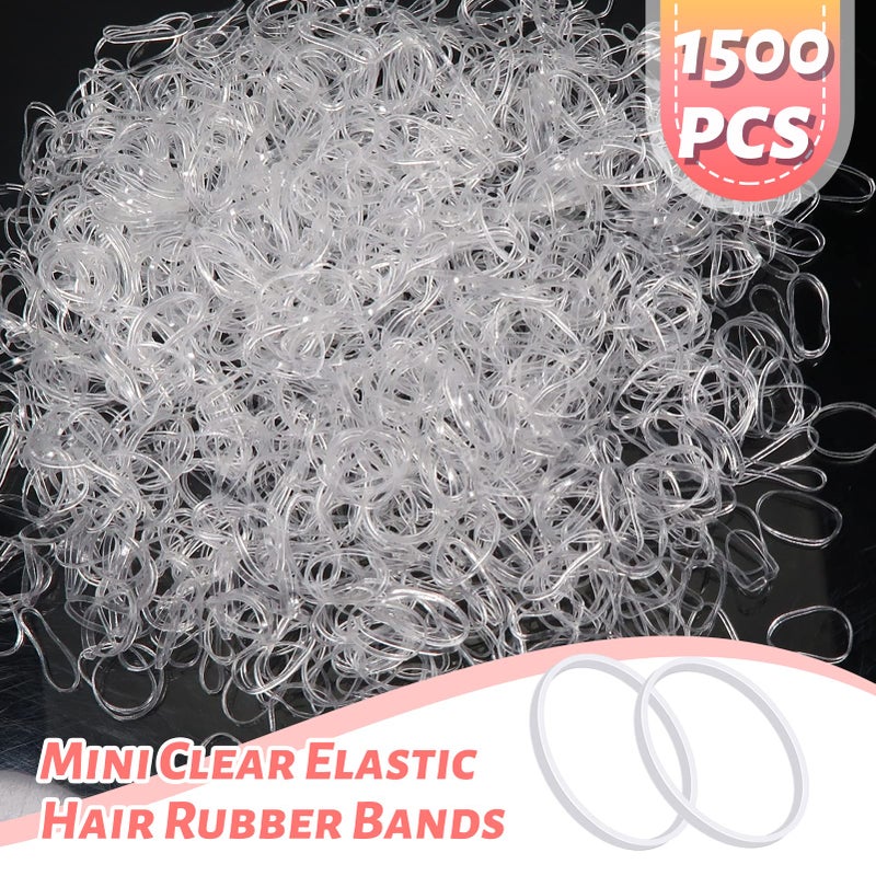 TUUXI Clear Elastics Hair Bands 1500pcs Mini Rubber Hairband Soften Small Ponytail Holders Hairiness Ties No Damaged Accessories for Women Braids - Image 3